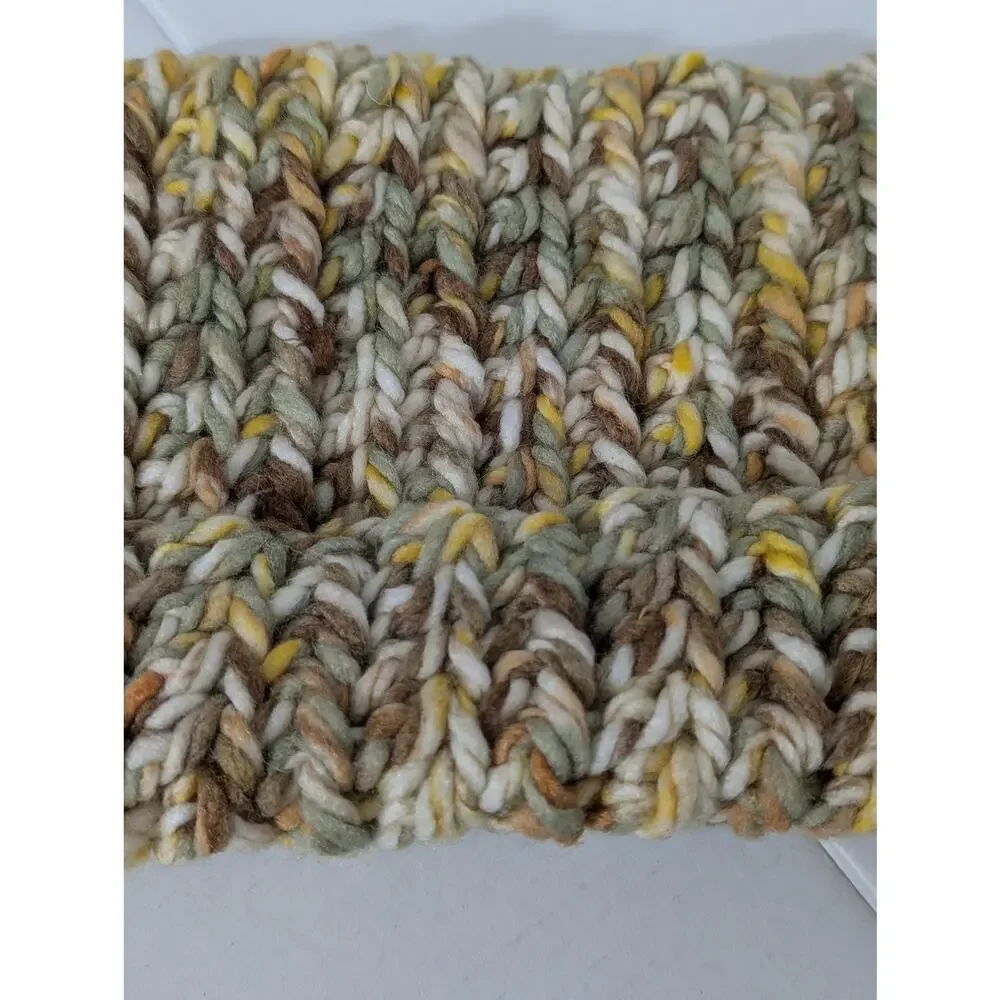 Handmade Chunky Knit Cat Ear Beanie Hat Earth Tones Sage Brown Warm